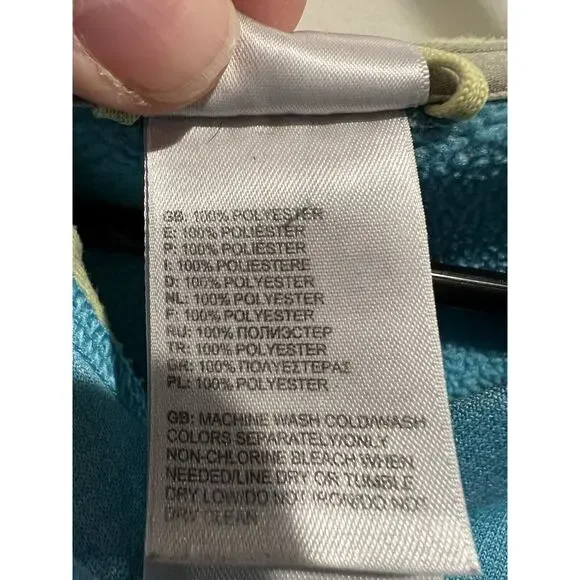 The North Face Hoodie Womens M Turquoise Logo Spellout Pullover Sweatshirt - Picture 4 of 6